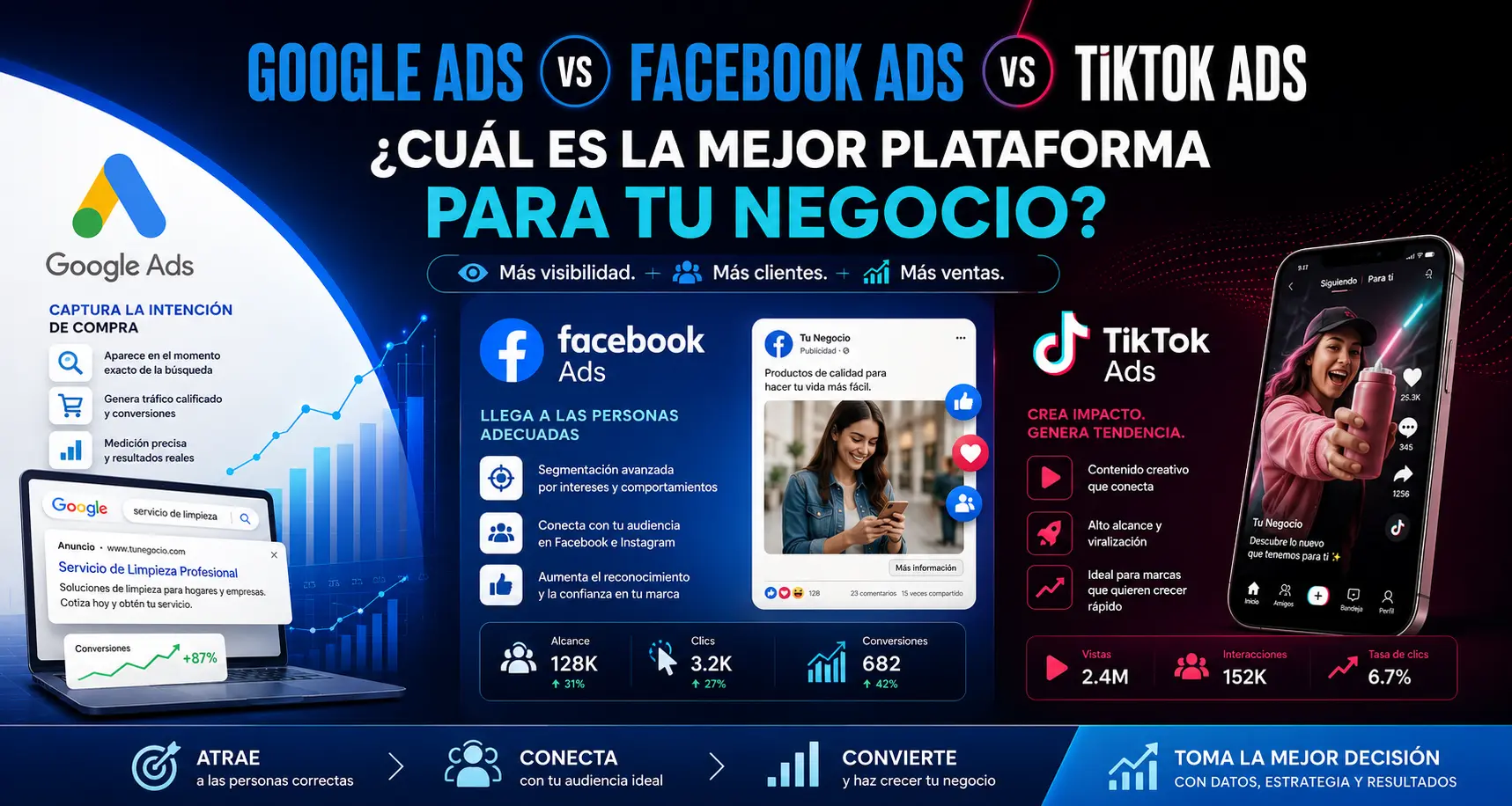 Google Ads, Facebook Ads y TikTok Ads: ¿Cuál es la Mejor Plataforma para tu Negocio?
